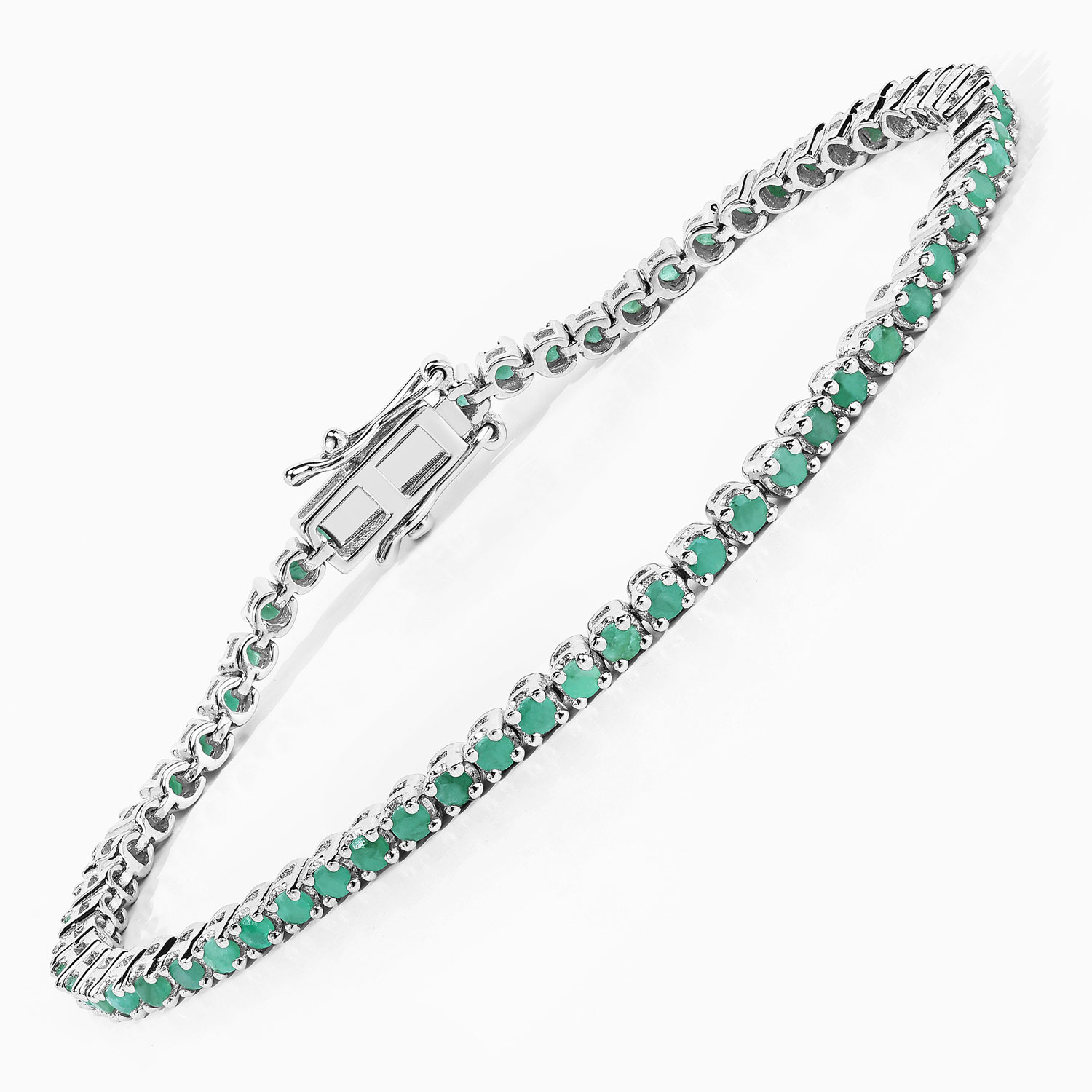 1.83 Carat Genuine Emerald .925 Sterling Silver Bracelet 2.20 C.T.W Sterling Silver - view 5