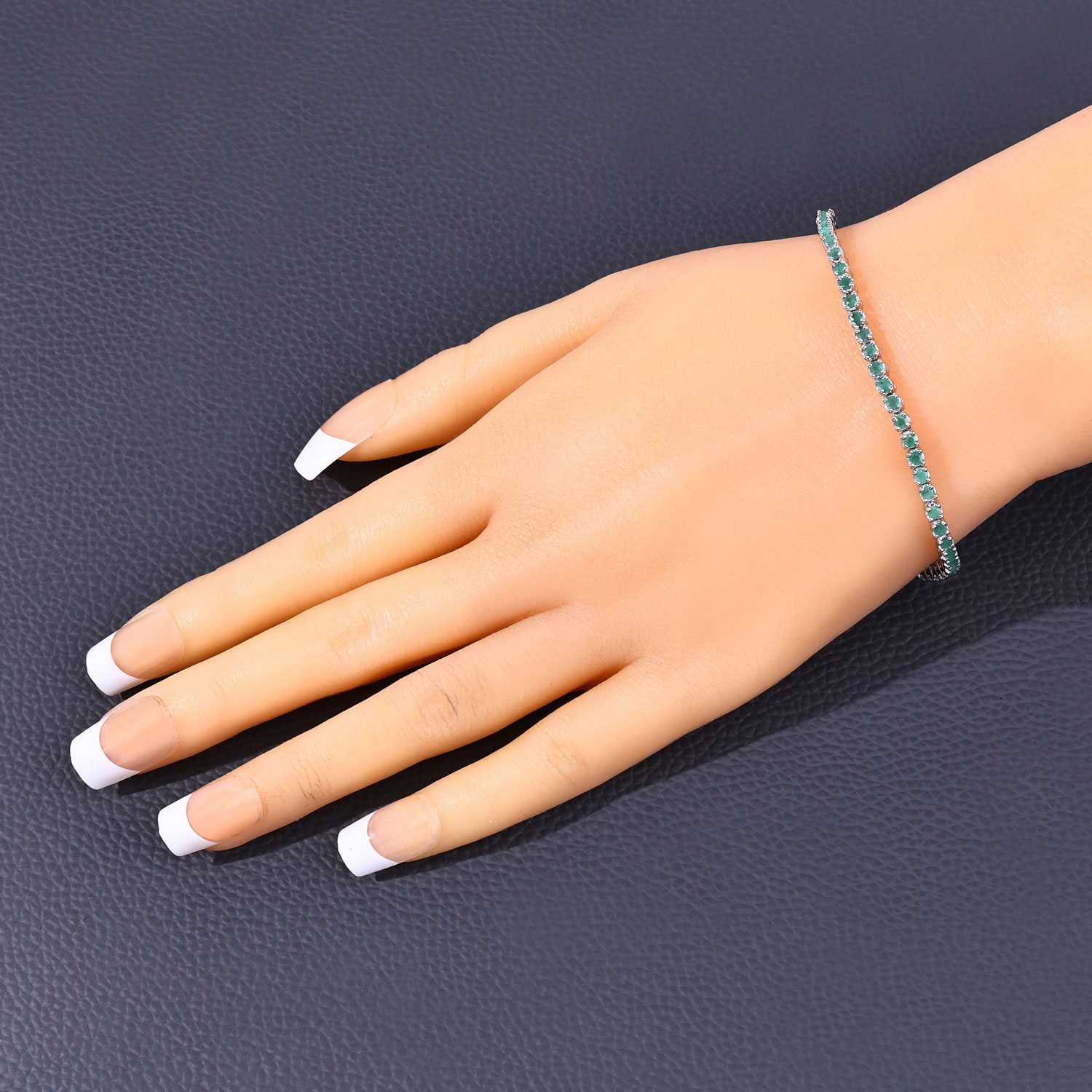 1.83 Carat Genuine Emerald .925 Sterling Silver Bracelet 2.20 C.T.W Sterling Silver - view 9