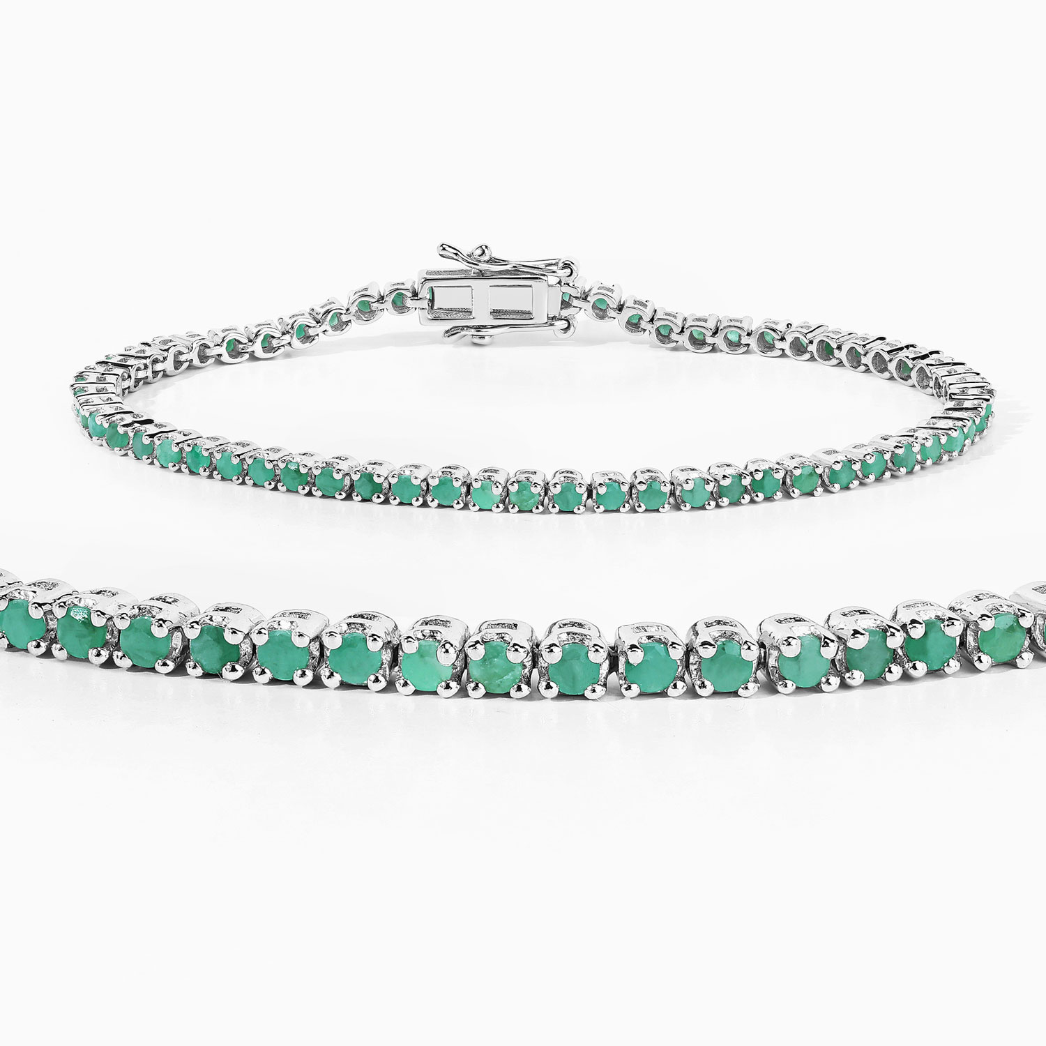 1.83 Carat Genuine Emerald .925 Sterling Silver Bracelet 2.20 C.T.W Sterling Silver - view 4