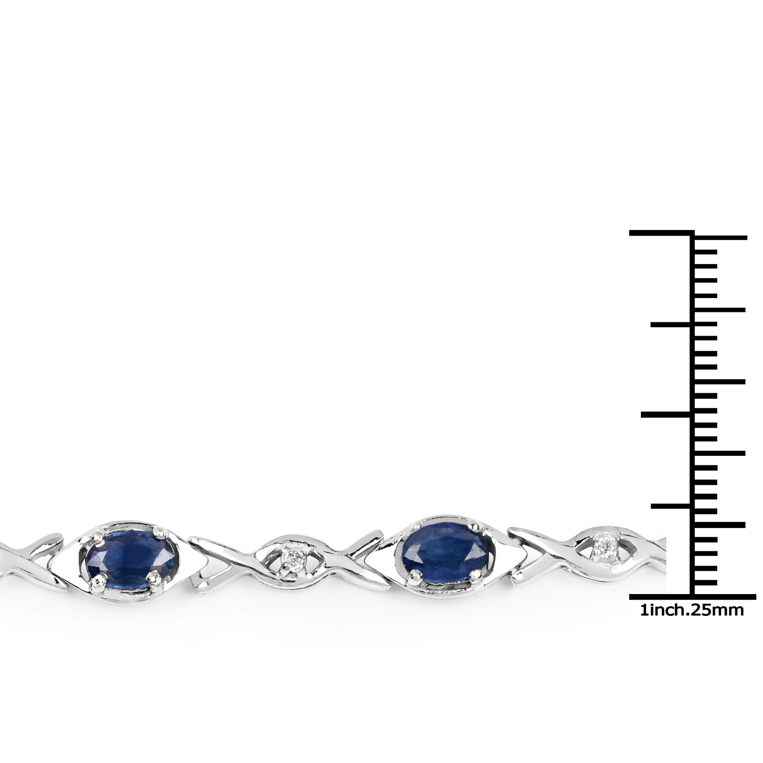 4.50 Carat Genuine Blue Sapphire and White Topaz .925 Sterling Silver Bracelet 4.50 C.T.W Sterling Silver - view 4