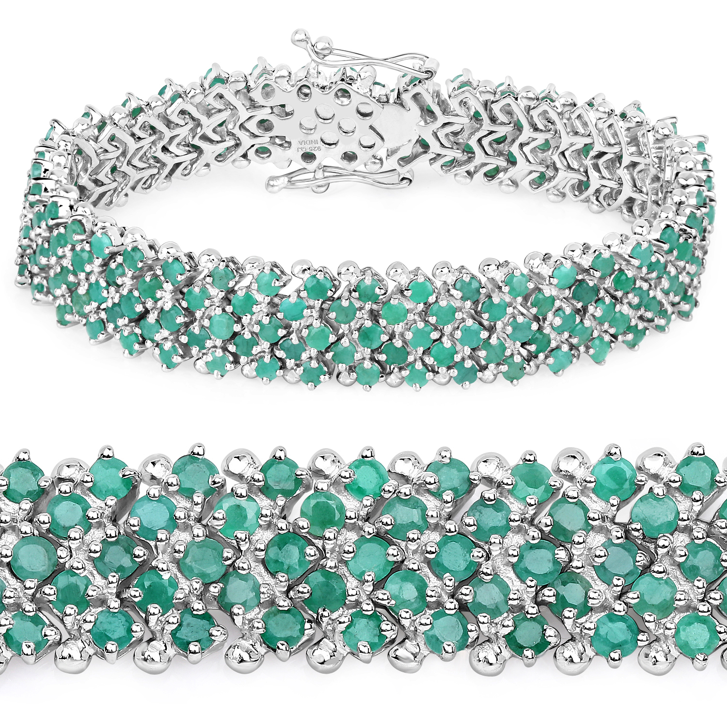 10.73 Carat Genuine Emerald .925 Sterling Silver Bracelet 2.20 C.T.W Sterling Silver - view 2