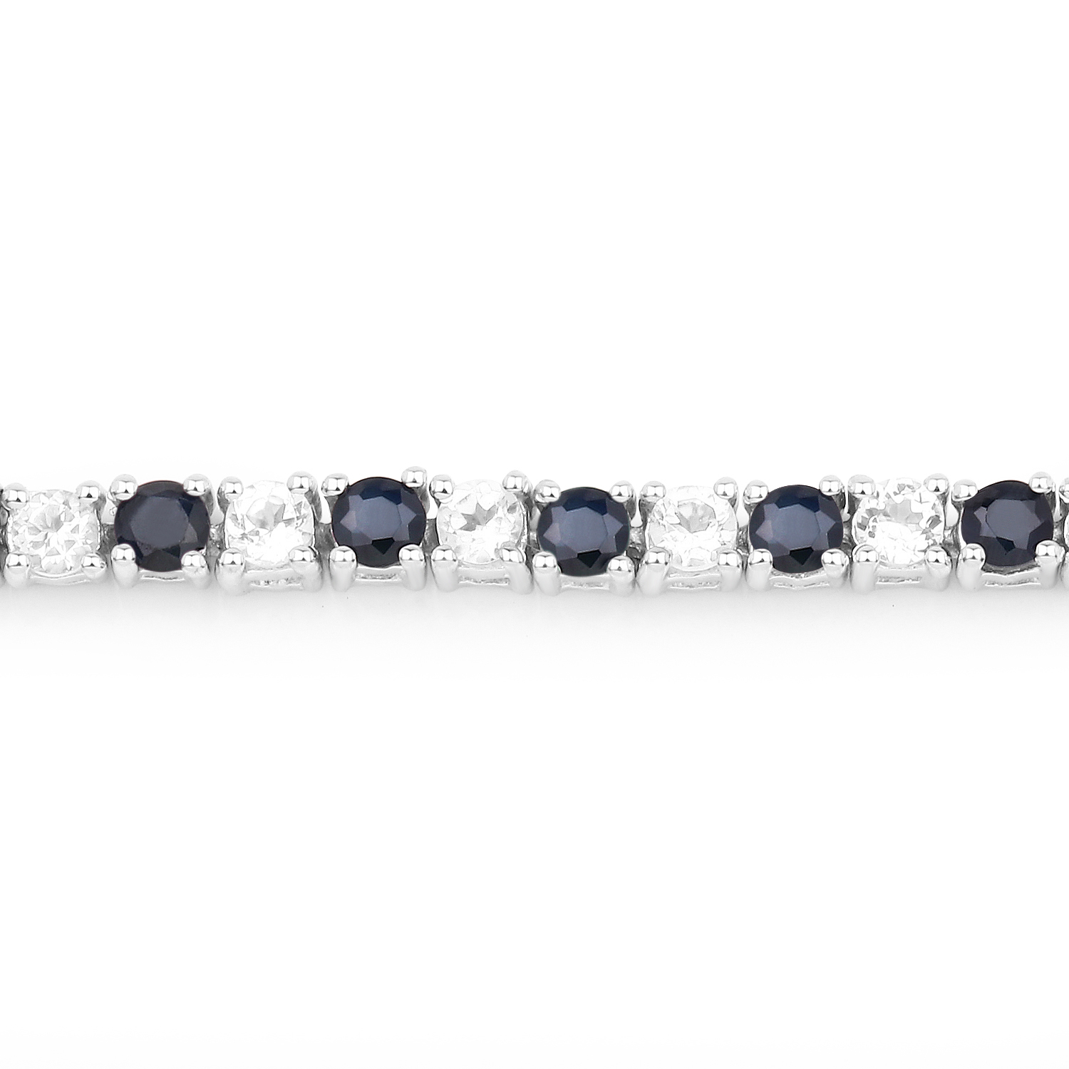 6.38 Carat Genuine Black Sapphire & White Topaz .925 Sterling Silver Bracelet 6.38 C.T.W Sterling Silver - view 2