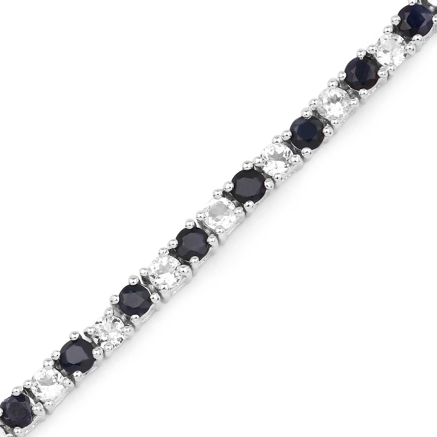 6.38 Carat Genuine Black Sapphire & White Topaz .925 Sterling Silver Bracelet 6.38 C.T.W Sterling Silver - view 3