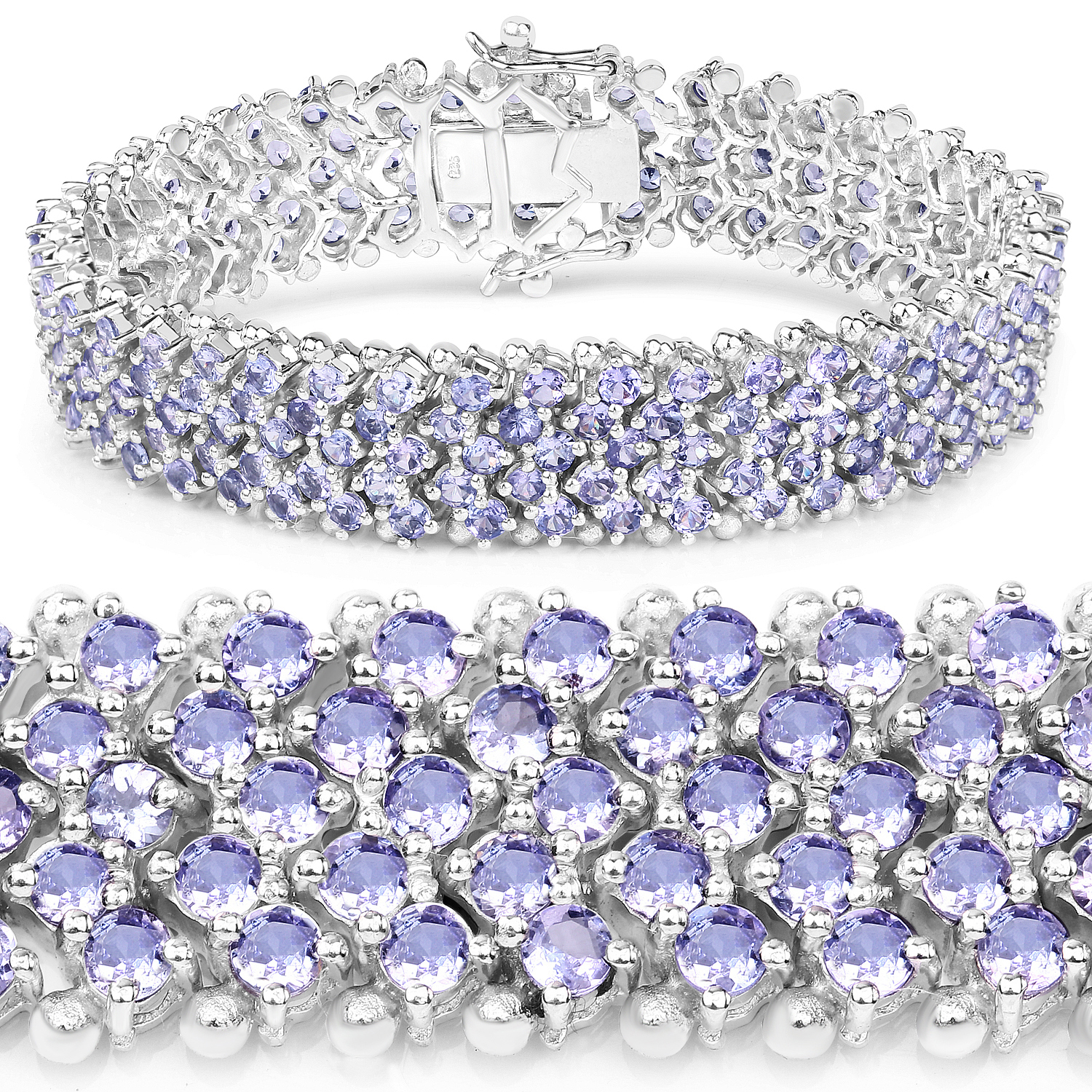 14.70 Carat Genuine Tanzanite .925 Sterling Silver Bracelet 14.70 C.T.W Sterling Silver - view 3