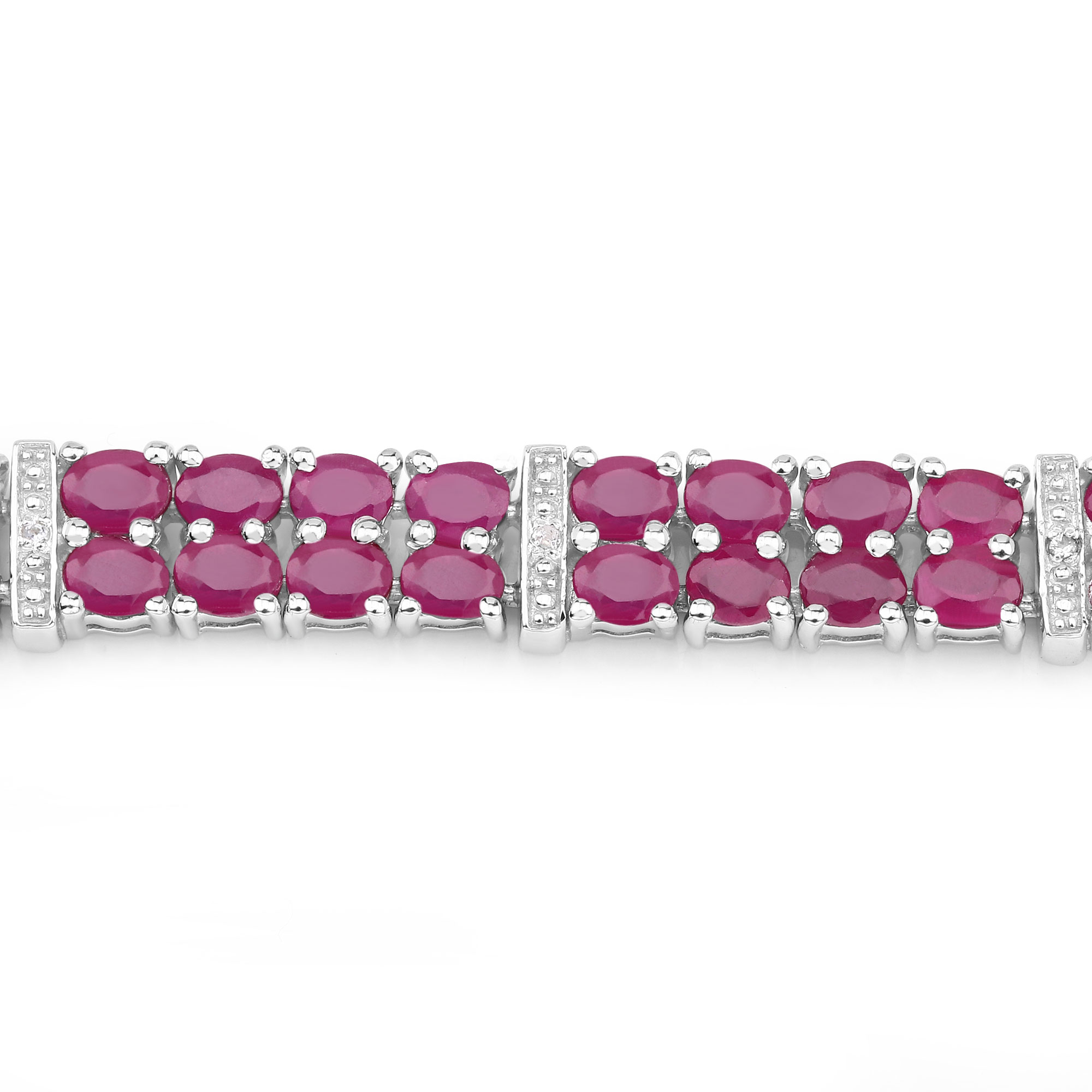 17.65 Carat Glass Filled Ruby and White Topaz .925 Sterling Silver Bracelet 17.65 C.T.W Sterling Silver - view 2