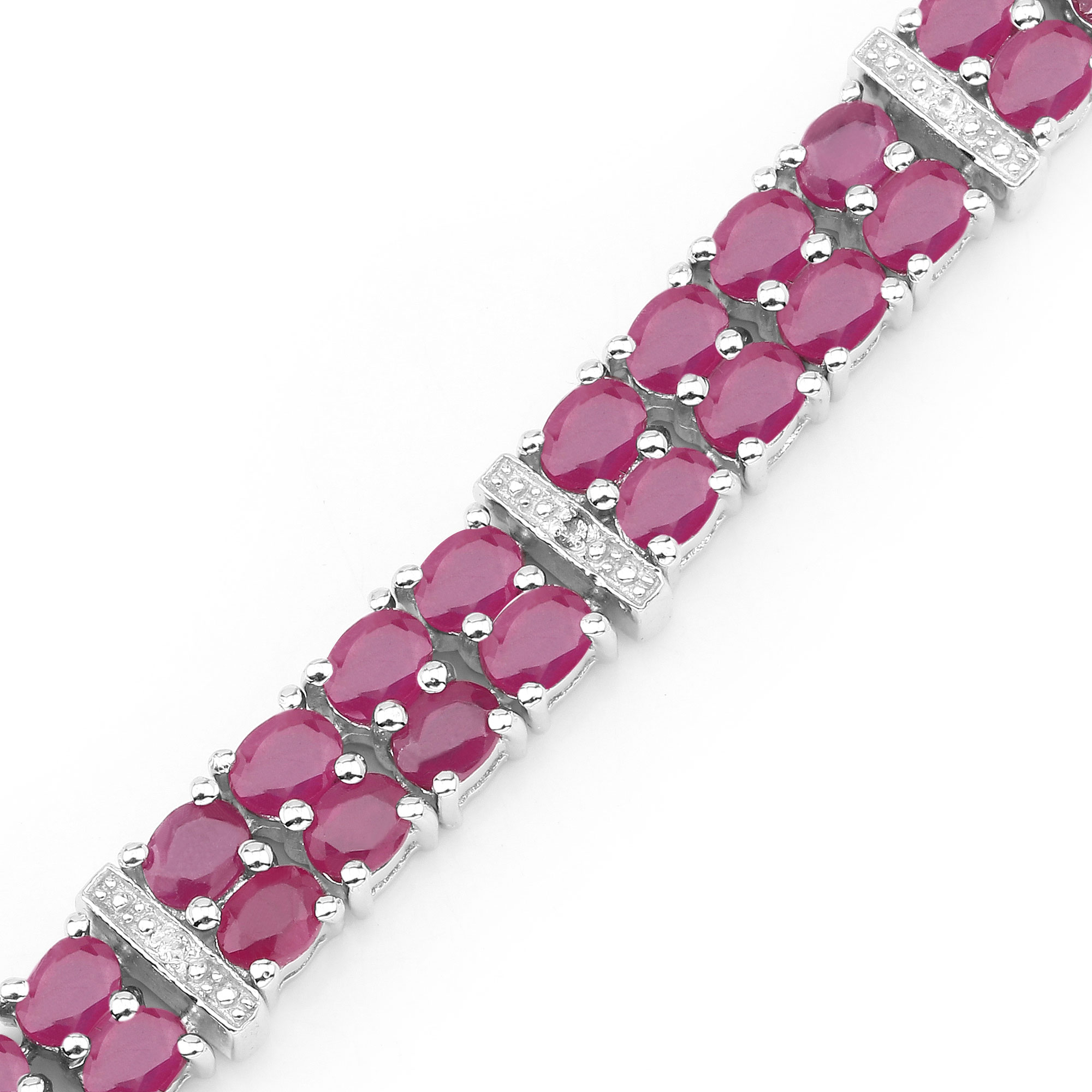17.65 Carat Glass Filled Ruby and White Topaz .925 Sterling Silver Bracelet 17.65 C.T.W Sterling Silver - view 3