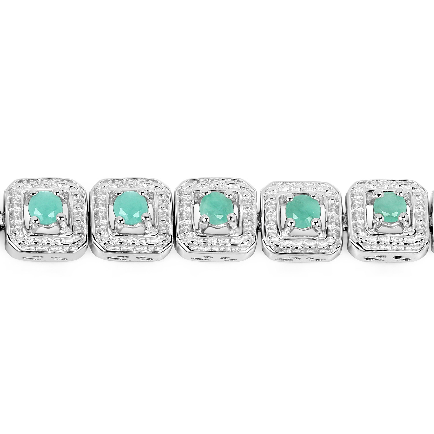 2.40 Carat Genuine Emerald .925 Sterling Silver Bracelet 2.20 C.T.W Sterling Silver - view 2