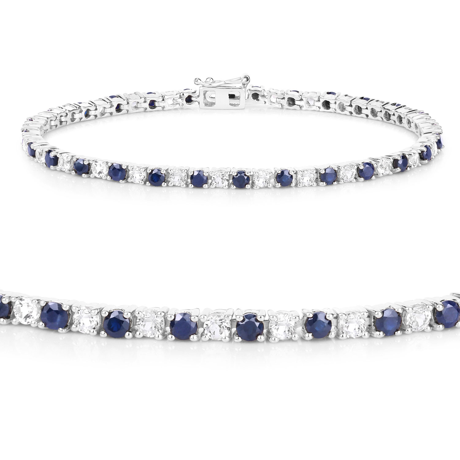 6.87 ct. t.w. Blue Sapphire and White Topaz Bracelet in Sterling Silver 6.87 Carat Total Weight 6.87 C.T.W Sterling Silver - view 3
