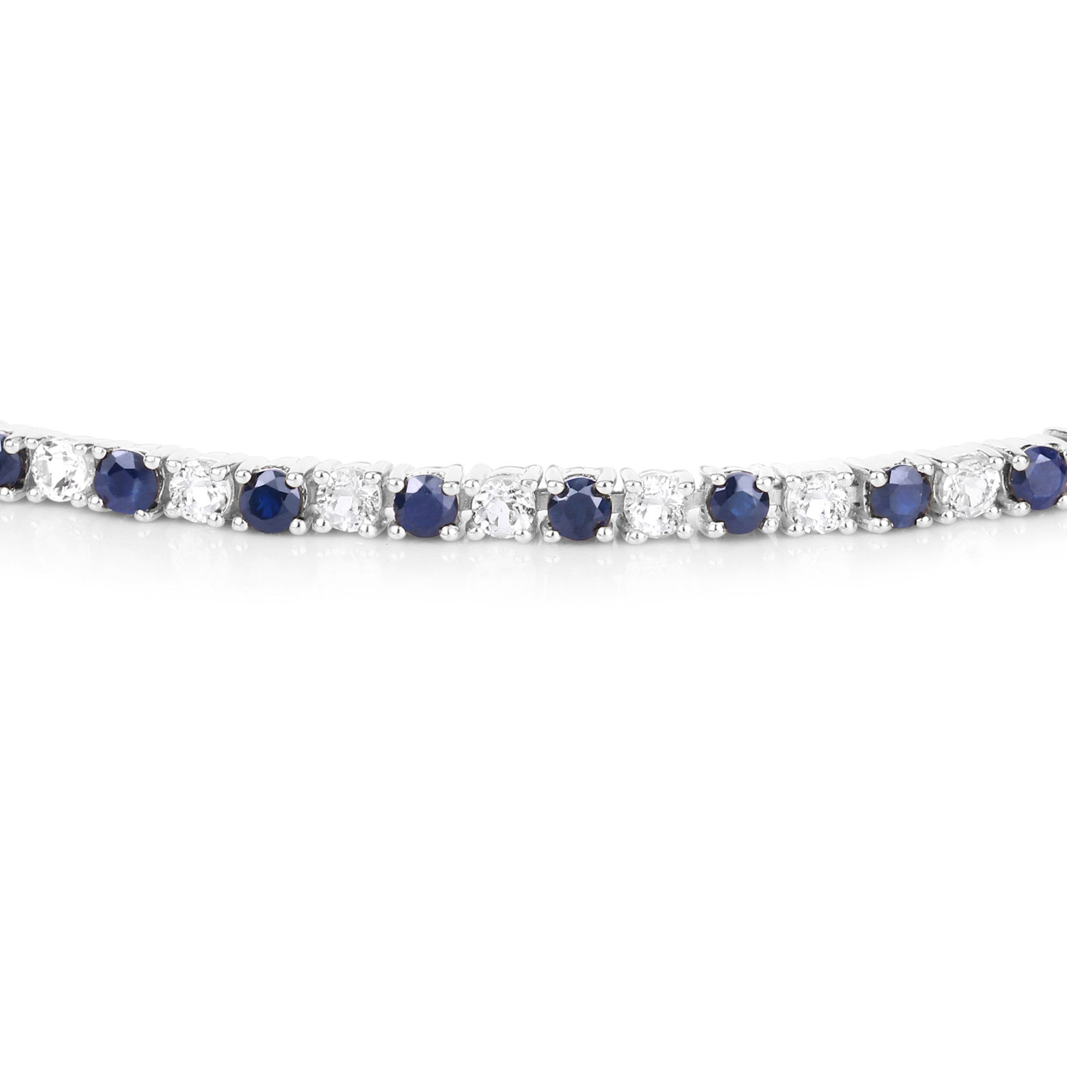 6.87 ct. t.w. Blue Sapphire and White Topaz Bracelet in Sterling Silver 6.87 Carat Total Weight 6.87 C.T.W Sterling Silver - view 2