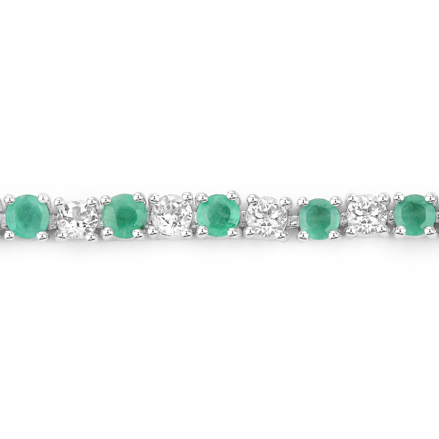 5.77 Carat Genuine Emerald and White Topaz .925 Sterling Silver Bracelet 2.20 C.T.W Sterling Silver - view 5