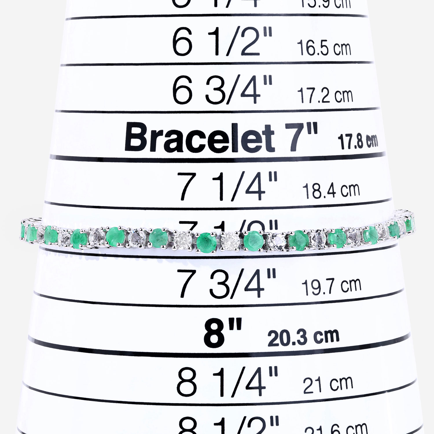 5.77 Carat Genuine Emerald and White Topaz .925 Sterling Silver Bracelet 2.20 C.T.W Sterling Silver - view 9