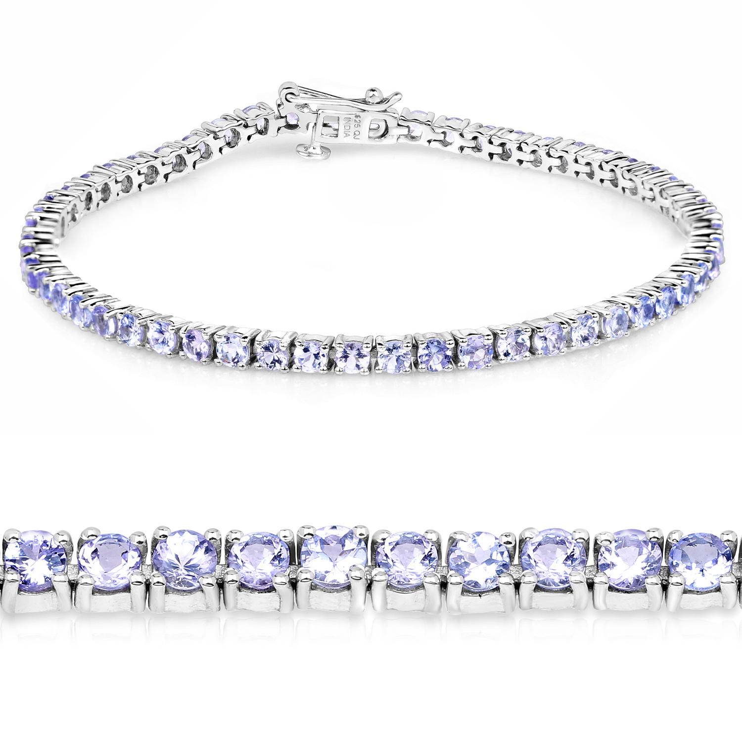 5.30 Carat Genuine Tanzanite .925 Sterling Silver Bracelet 5.30 C.T.W Sterling Silver - view 3