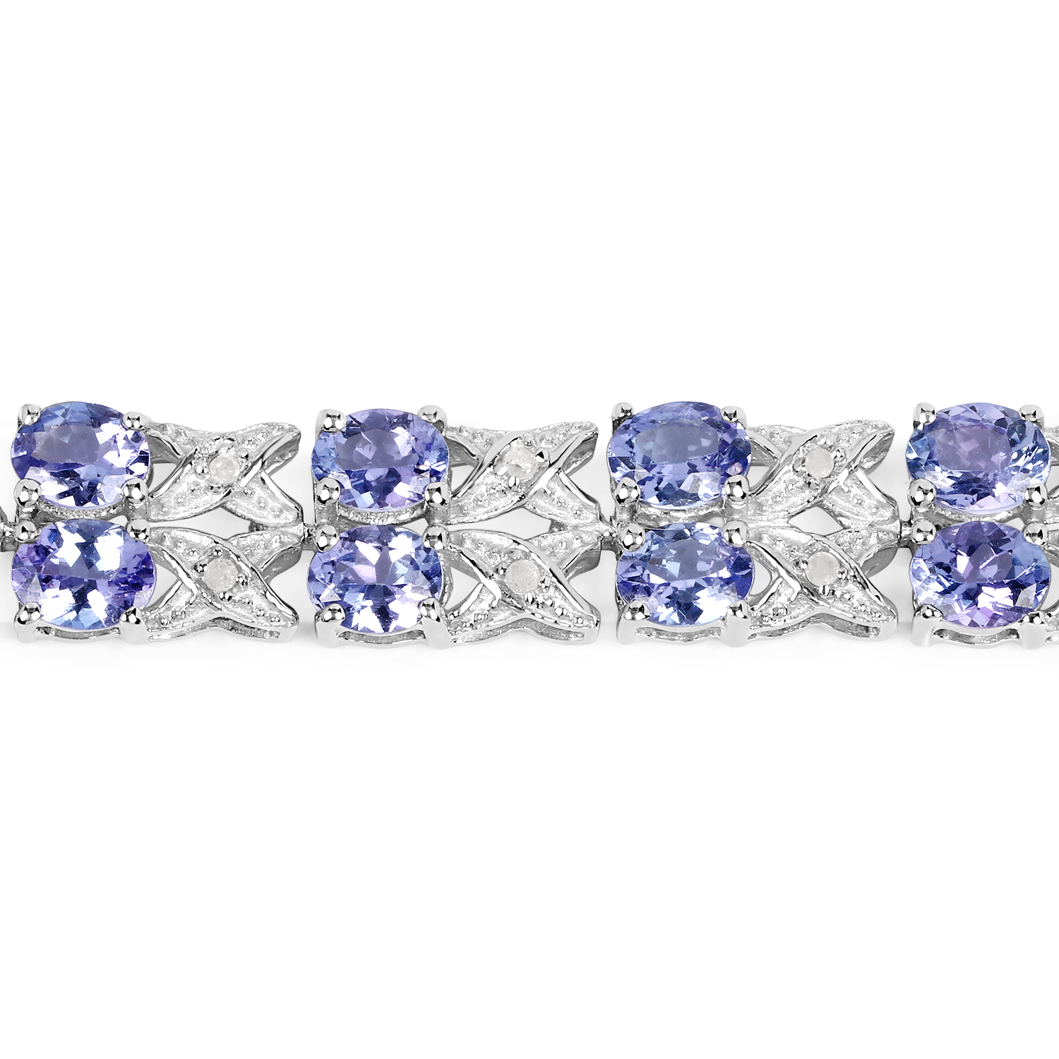 12.24 Carat Genuine Tanzanite and White Topaz .925 Sterling Silver Bracelet 12.24 C.T.W Sterling Silver - view 2