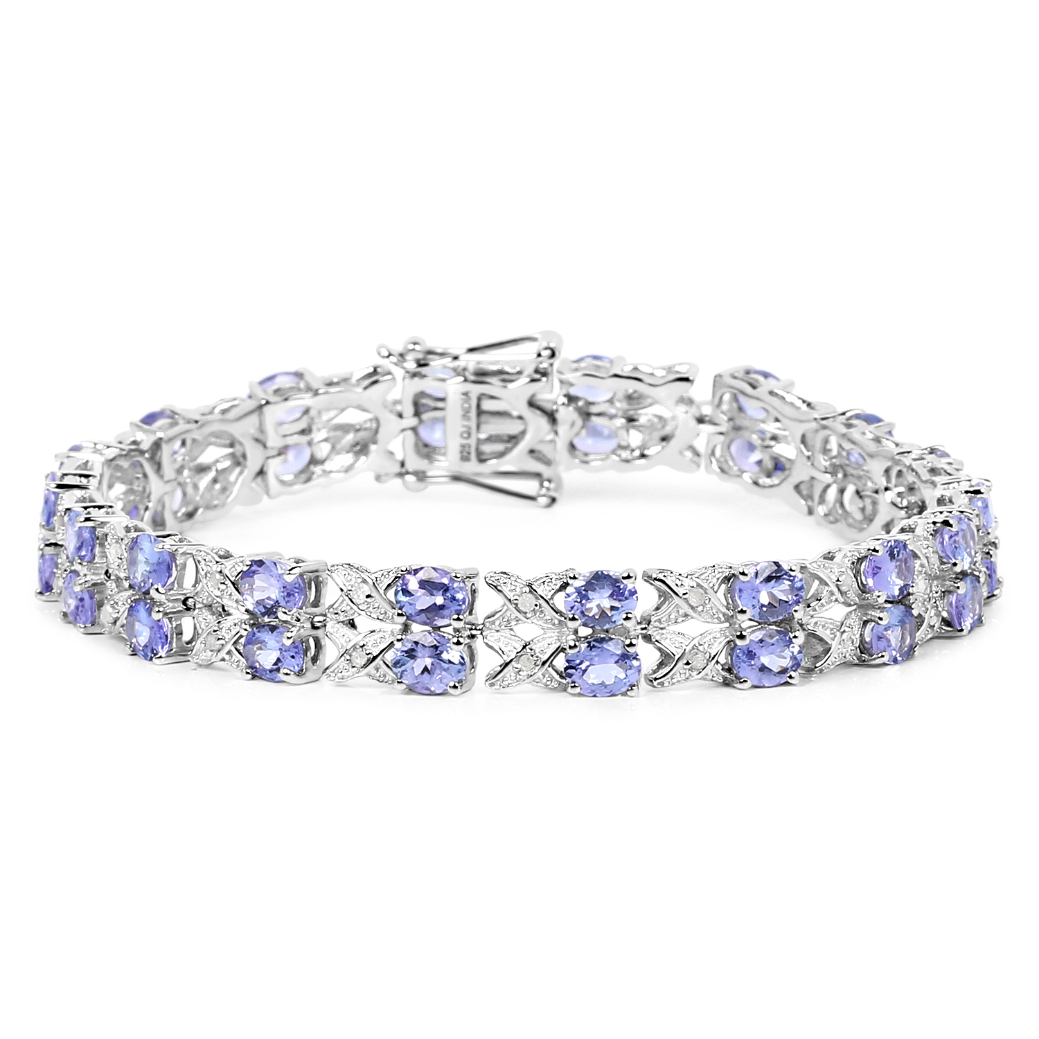 12.24 Carat Genuine Tanzanite and White Topaz .925 Sterling Silver Bracelet 12.24 C.T.W Sterling Silver - view 3