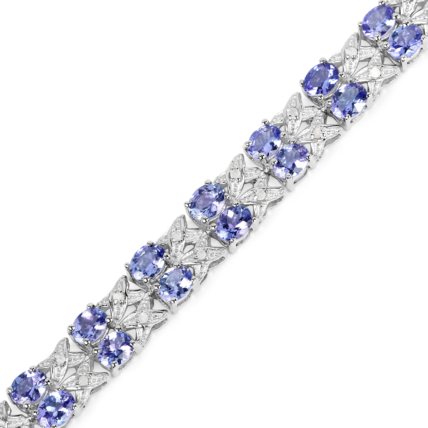 12.24 Carat Genuine Tanzanite and White Topaz .925 Sterling Silver Bracelet 12.24 C.T.W Sterling Silver - view 4