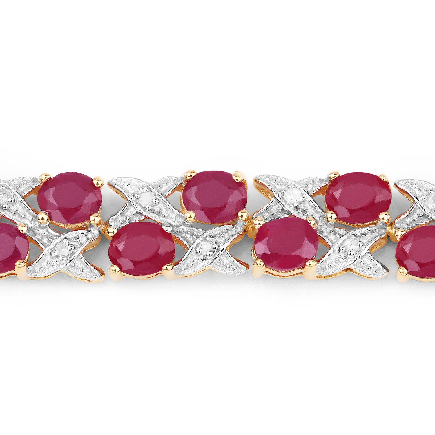 16.51 Carat Glass Filled Ruby and White Diamond .925 Sterling Silver Bracelet 16.51 C.T.W Sterling Silver - view 2