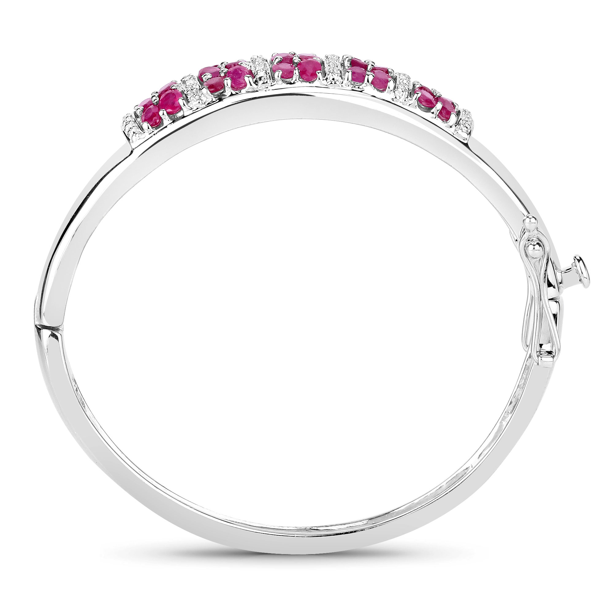 6.65 Carat Genuine Ruby and White Topaz .925 Sterling Silver Bracelet 6.65 C.T.W Sterling Silver - view 3