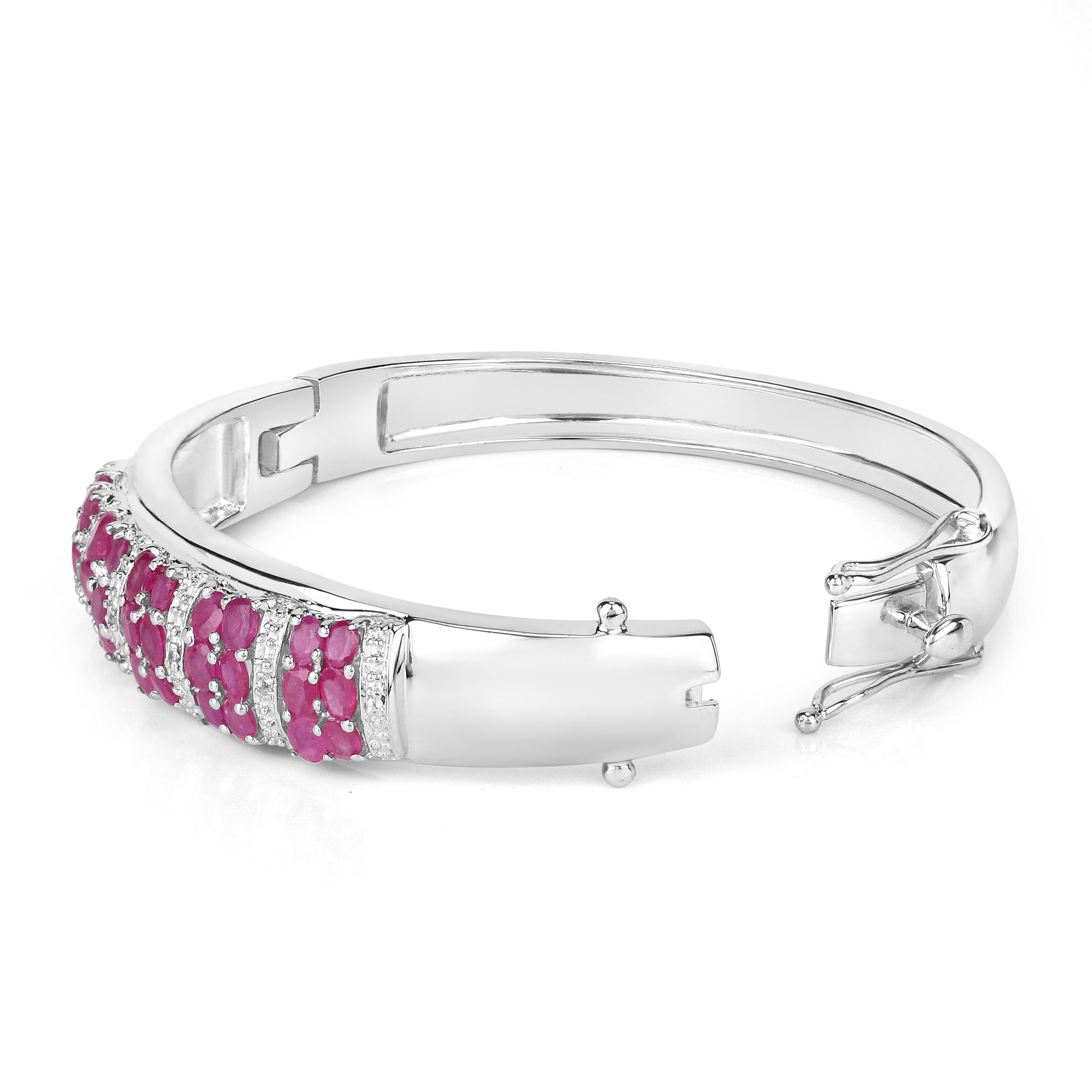 6.65 Carat Genuine Ruby and White Topaz .925 Sterling Silver Bracelet 6.65 C.T.W Sterling Silver - view 4