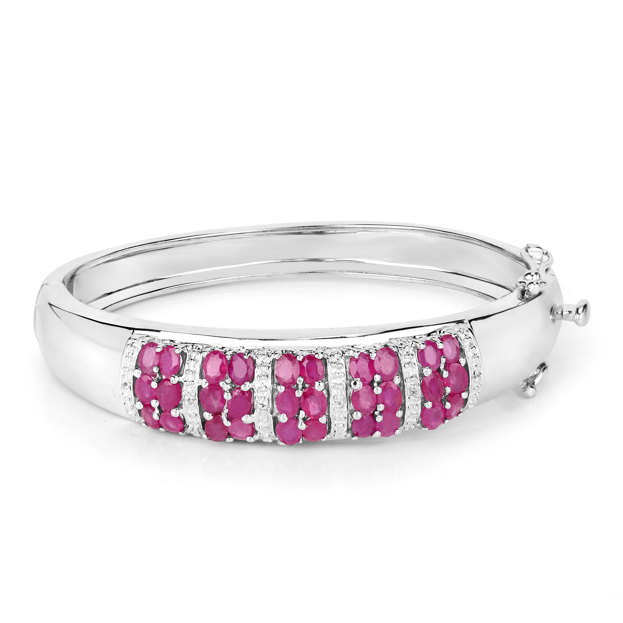 6.65 Carat Genuine Ruby and White Topaz .925 Sterling Silver Bracelet 6.65 C.T.W Sterling Silver - view 5