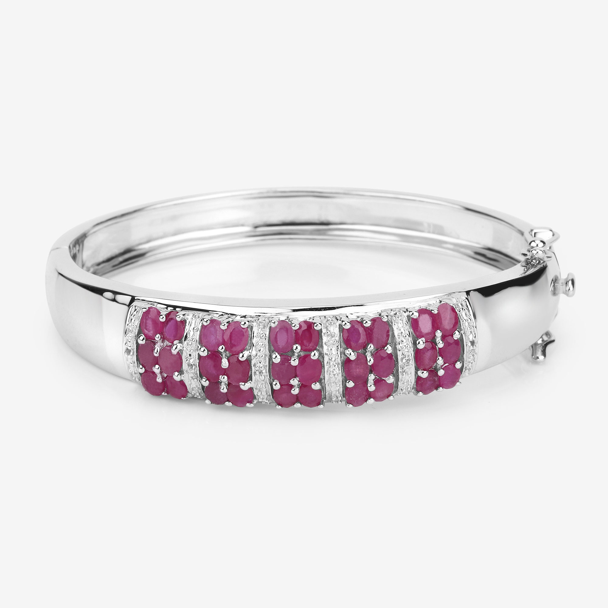 6.65 Carat Genuine Ruby and White Topaz .925 Sterling Silver Bracelet 6.65 C.T.W Sterling Silver - view 6