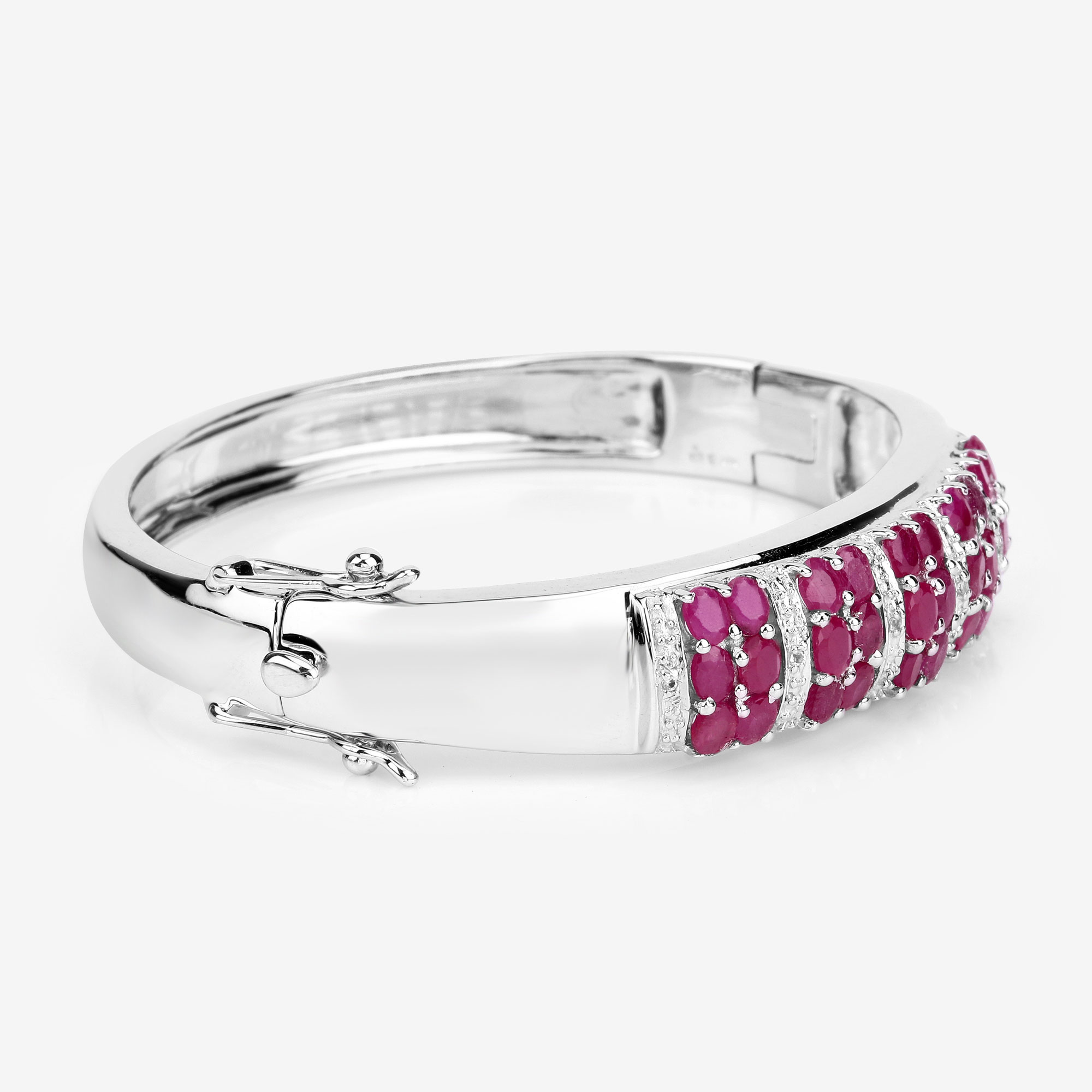 6.65 Carat Genuine Ruby and White Topaz .925 Sterling Silver Bracelet 6.65 C.T.W Sterling Silver - view 7