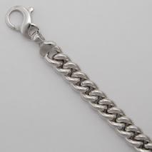 Sterling Silver Hollow Curb Bracelet 10.5mm, Rhodium