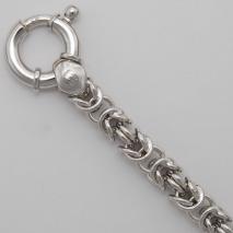 Sterling Silver Round Byzantine Bracelet 7.2mm, Rhodium