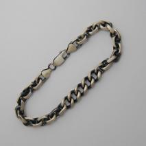 Sterling Silver Curb / Diamond Cut Cable Bracelet 9.5mm, Gun Metal