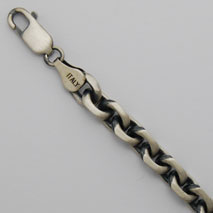 Sterling Silver Diamond Cut Cable 6.9mm Bracelet, Gun Metal