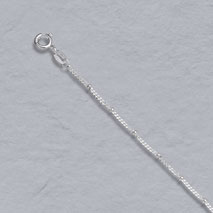 Sterling Silver Curb Anklet w/Bead 1.3mm