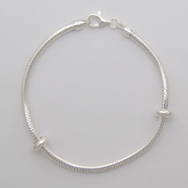 Sterling Silver Snake Bracelet 2.8mm with Bead Stoppers