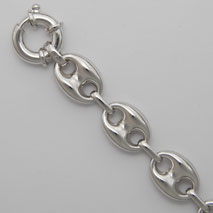 Sterling Silver Hollow Puff Gucci 13.3mm Bracelet, Rhodium