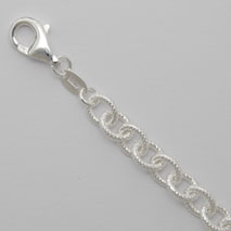 Sterling Silver Textured Link  Bracelet 7.4mm