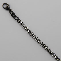 Sterling Silver 3.0mm Moon Bead Bracelet, Black Rhodium