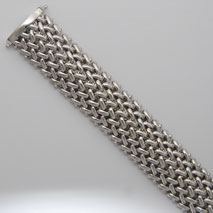 Sterling Silver Basketweave 17.1mm Bracelet, Rhodium