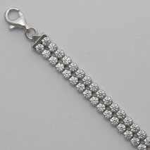 Sterling Silver Double Wide Cubic Zirconia Bracelet