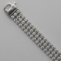 Sterling Silver Triple Wide Cubic Zirconia Bracelet