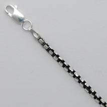 Sterling Silver Diamond Cut Inka Box Bracelet 2.5mm, Black Rhodium