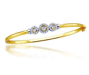 Ladies Diamond Flower Bangle Bracelet