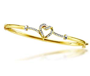 Diamond Heart Bangle Bracelet