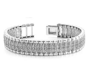 Mens Wavy Diamond Link Mens Bracelet