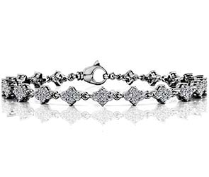 Flower Cluster Link Diamond Bracelet