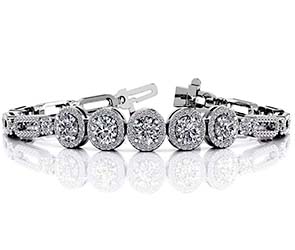 Enchanting Five Halo Diamond Bracelet