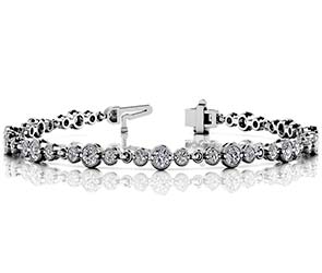 Vintage Milgrain Three Diamond Chain Link Bracelet