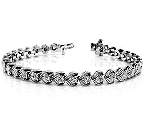 Diamond Flower Link Tennis Bracelet