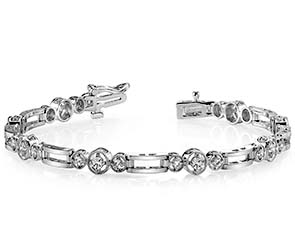 Three Across-Bridge Link Diamond Bracelet