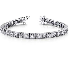 Antique Square Link Diamond Bracelet