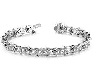 Vintage Marquis Link Diamond Bracelet