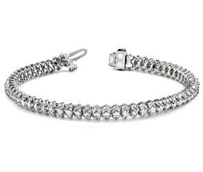 Three Row Diamond Scoop Link Bracelet