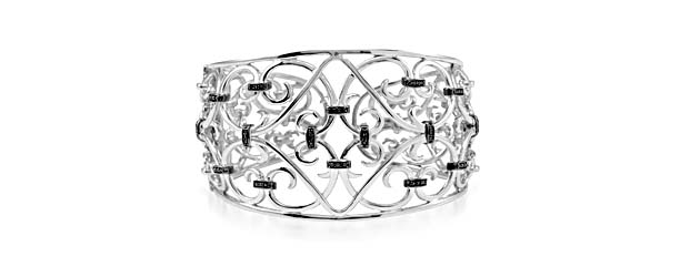 Sterling Silver Black Diamond Cuff Bracelet 1/3 Carat Total Weight
